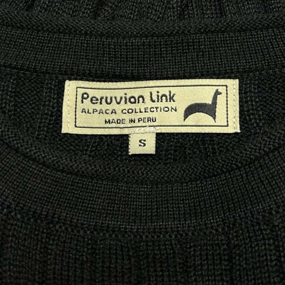Peruvian Link Black Alpaca Wool Cable Knit Sweater Size S 100% Alpaca - Picture 4 of 4